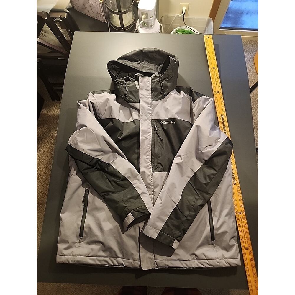 Columbia Parka Coat Omni-Heat Insulated Gray/black Mens XXL